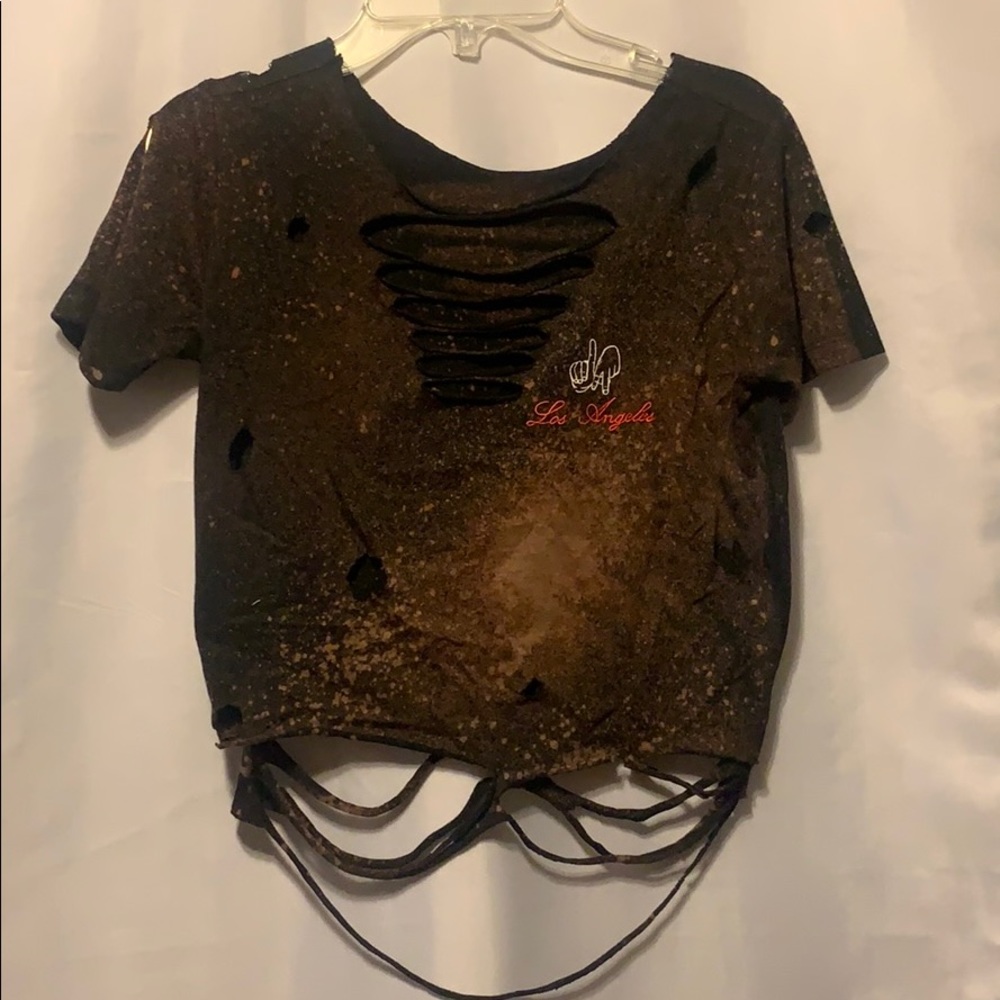 Distressed Graphic tee crop top